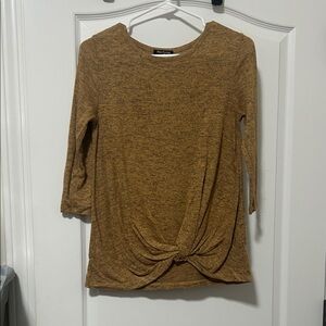 Pink Clover Brown Long Sleeve Top with Knot Detail